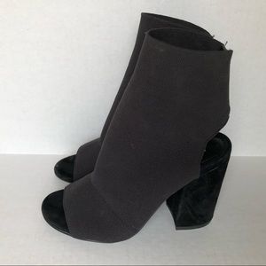 Peep Toe Ankle Boot BLACK 4" Suede Wrapped Heel